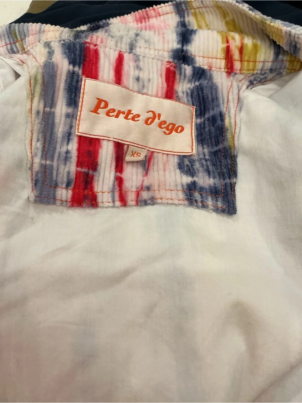 Perte D'ego Multicolor Shibori Corduroy Trucker Jacket XS